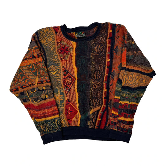 Vintage Pure New Wool Coogi 3D Chunky Knit Jumper - Medium Multicoloured Wool