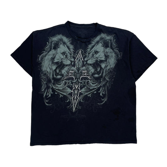 Lion Graphic Mma Elite Graphic T-Shirt - Medium Black Cotton