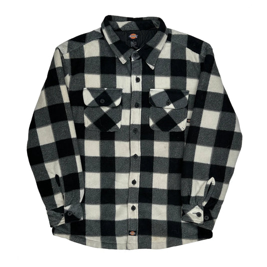 Vintage Dickies Checked Overshirt - Large Black & White Polyester