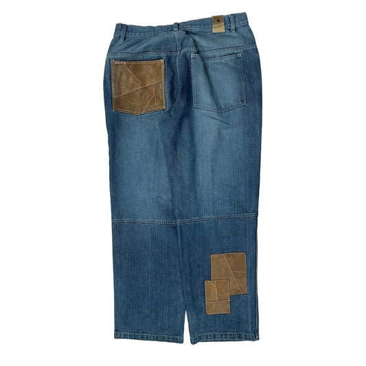 Leather Patch Details Enyce Jeans - 34W 31L Light Wash Denim