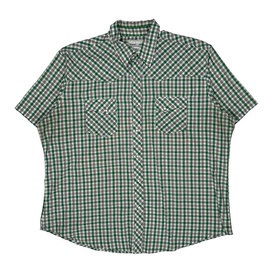 Wrangler Checked Short Sleeve Shirt - Large Green Cotton