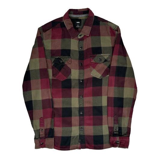 Vintage Vans Checked Flannel Shirt - Medium Burgundy Cotton