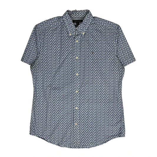 Tommy Hilfiger Short Sleeve Shirt - Large Blue Cotton