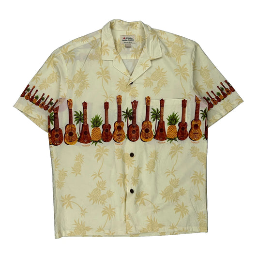 Royal Hawaiian Creations Graphic Hawaiian Shirt - Large Cream Cotton