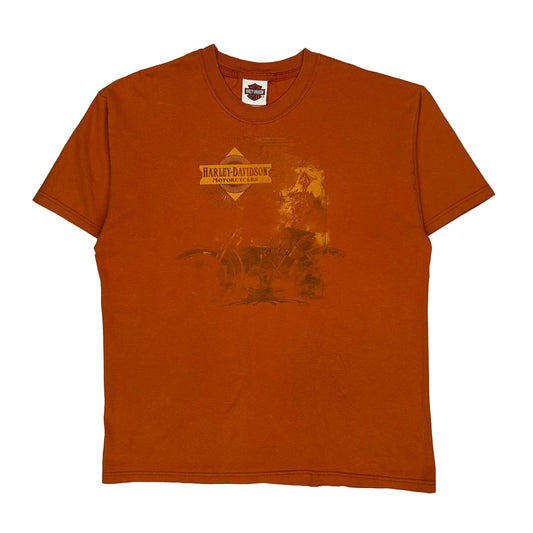 Auburn California Harley Davidson Graphic T-Shirt - Large Orange Cotton
