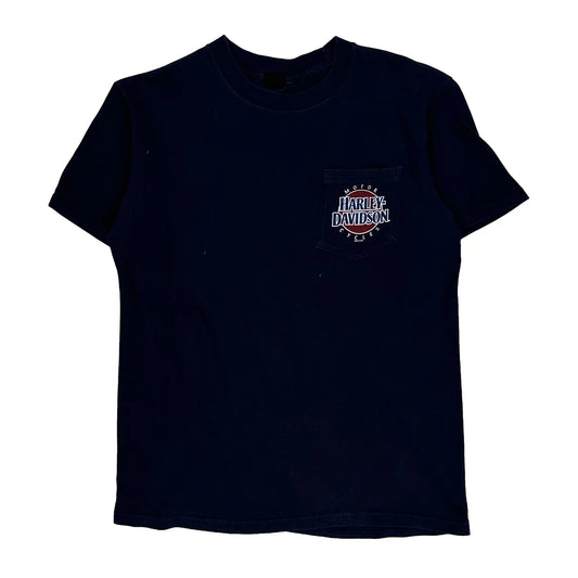Hill City Harley Davidson Graphic T-Shirt - Medium Navy Cotton
