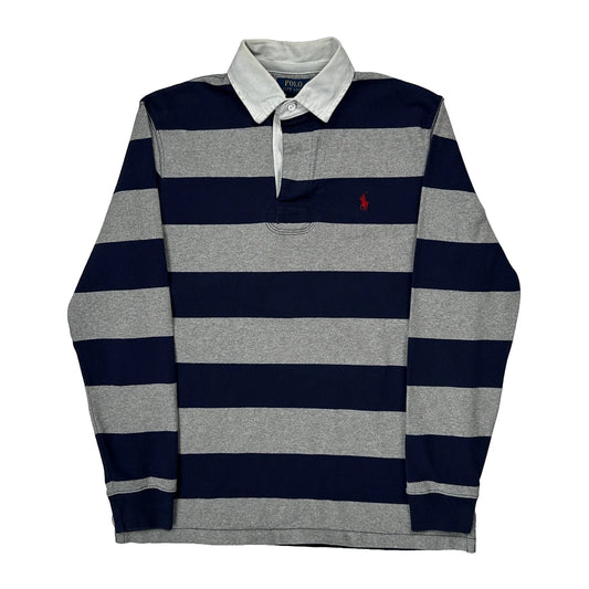 Polo By Ralph Lauren Striped Rugby Shirt - Medium Blue Cotton