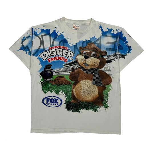 Fox Sports Chase Authentics Digger And Friends Cartoon T-Shirt - XL White Cotton