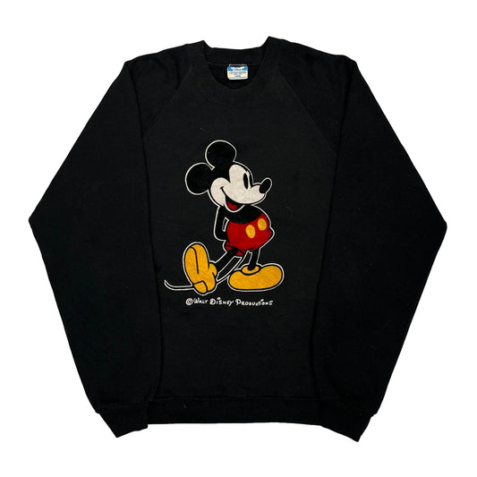 Vintage Mickey Mouse Disney Cartoon Sweatshirt - Large Black Cotton