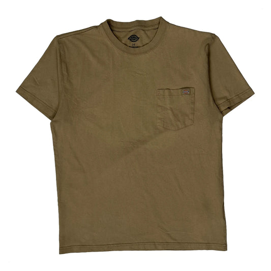 Vintage Dickies T-Shirt - Large Khaki Cotton
