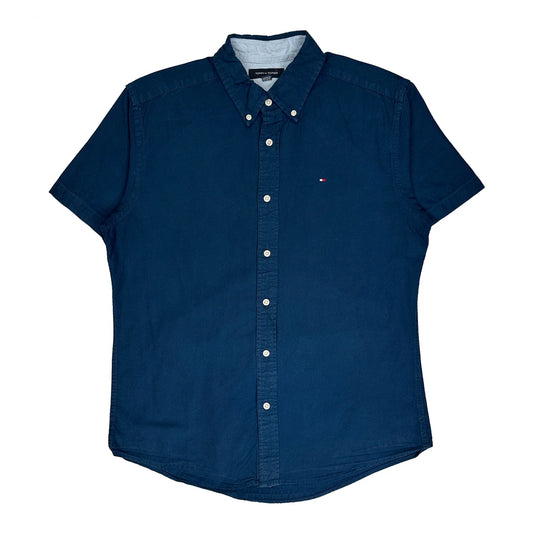 Tommy Hilfiger Short Sleeve Shirt - Large Navy Cotton
