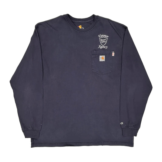 Carhartt Long Sleeve T-Shirt - XL Navy Cotton