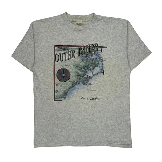 Vintage Outer Banks North Carolina Prairie Mountain Single Stitch T-Shirt - Large Grey Cotton