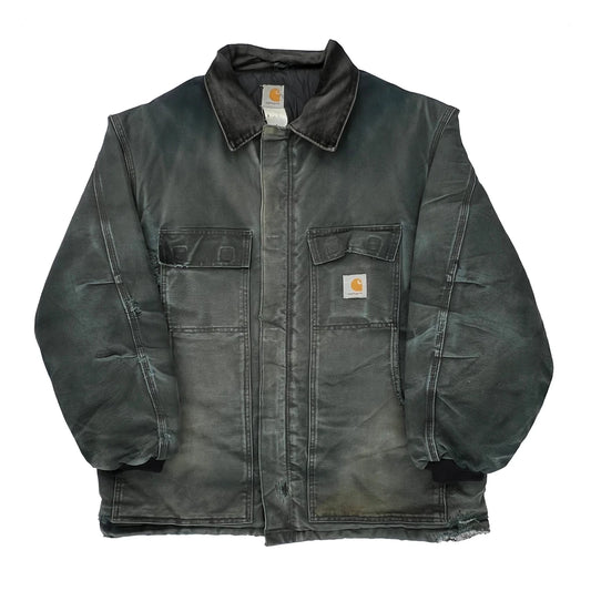 Faded Carhartt Jacket - Large Black Cotton