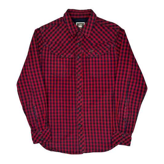 G-Star Checked Flannel Shirt - Large Red Cotton