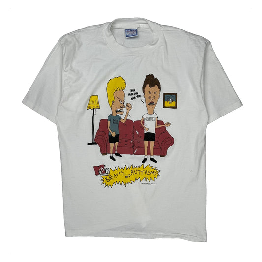 Beavis And Butthead Mtv 1993 All Sport Single Stitch T-Shirt - Large White Cotton