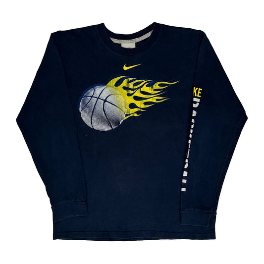 Age 14-16 Nike Graphic Long Sleeve T-Shirt - Large Navy Cotton