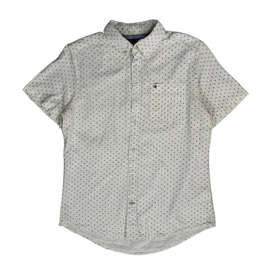 Tommy Hilfiger Polka Dot Short Sleeve Shirt - Medium White Cotton