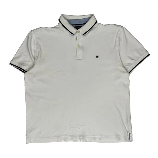 Tommy Hilfiger Polo Shirt - Large White Cotton