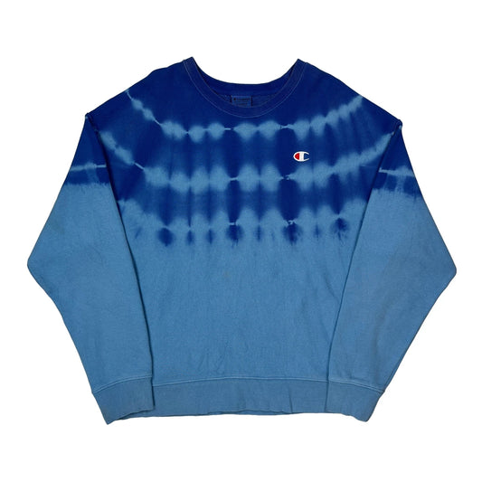 Reverse Weave Champion Tie-Dye Sweatshirt - XL Blue Cotton