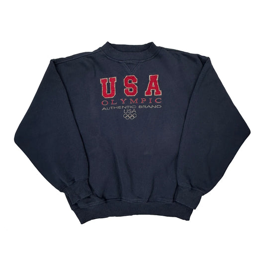 Vintage USA Olympics Graphic Sweatshirt - XL Navy Cotton Blend
