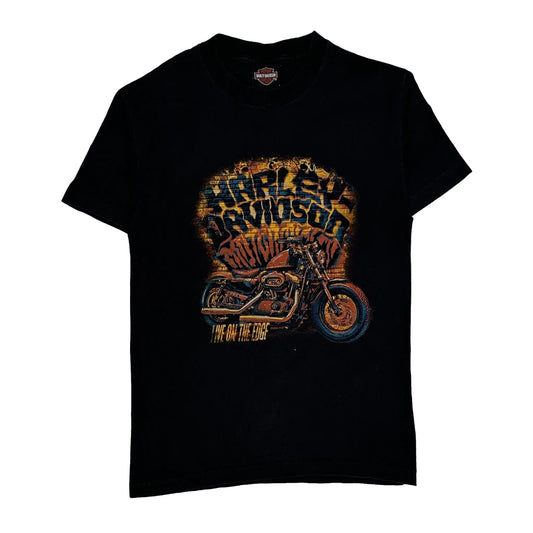 Motorcycle Harley Davidson Graphic T-Shirt - Small Black Cotton