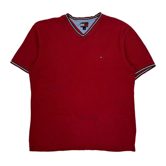 Vintage Tommy Hilfiger T-Shirt - Large Red Cotton