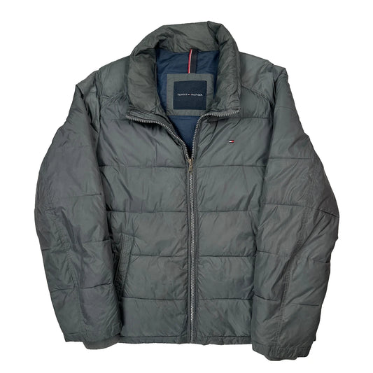 Vintage Tommy Hilfiger Puffer - Large Grey Polyester