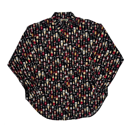 Handmade Graphic Patterned Shirt - XL Black Cotton