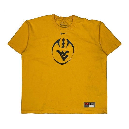 Vintage West Virginia Football Nike Football T-Shirt - XL Yellow Cotton