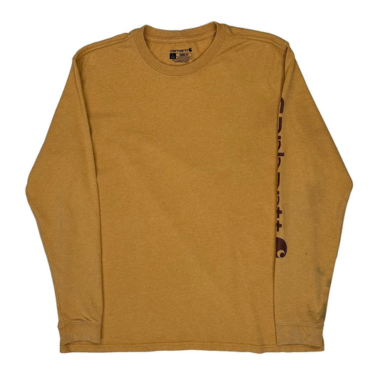 Carhartt Long Sleeve T-Shirt - Large Yellow Cotton