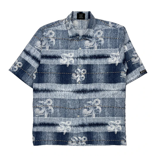 Vintage Southpole Floral Hawaiian Shirt - Medium Blue Polyester