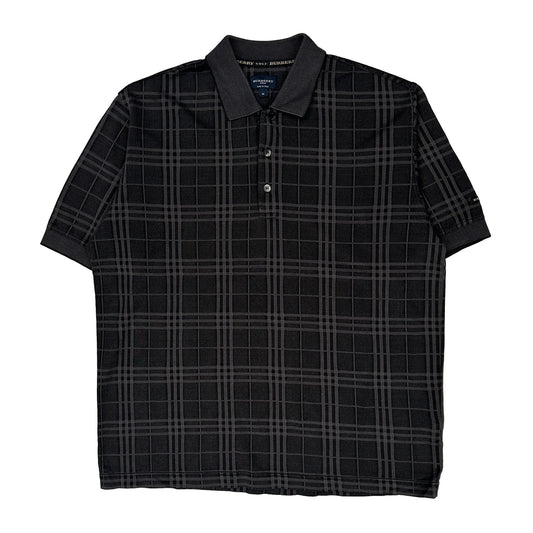 Burberry Golf Nova Checked Polo Shirt - Medium Black Cotton