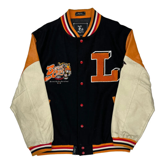 Beast Out Lrg Graphic Varsity Jacket - Large Black Polyester