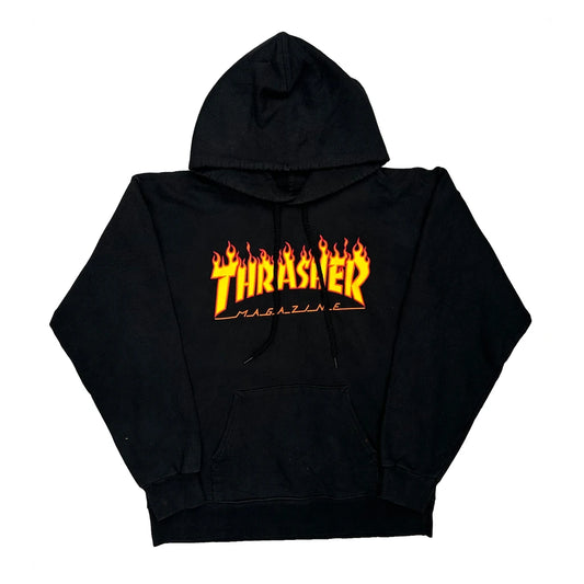 Vintage Skateboarding Thrasher Graphic Hoodie - Small Black Cotton