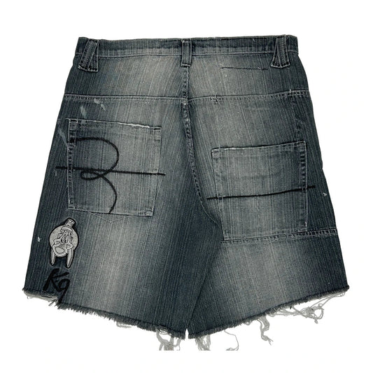 Marvin The Martian Lot 29 Graphic Denim Shorts - 34W 10L Black Denim