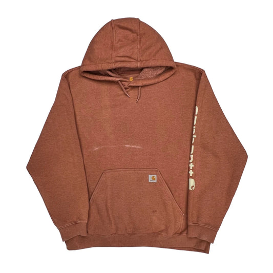 Carhartt Spellout Hoodie - 2XL Brown Cotton Blend