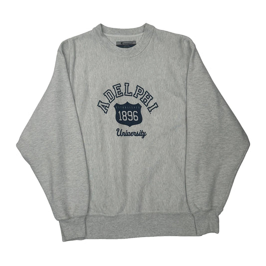 Adelphi University Champion College Sweatshirt - Small Grey Cotton Blend