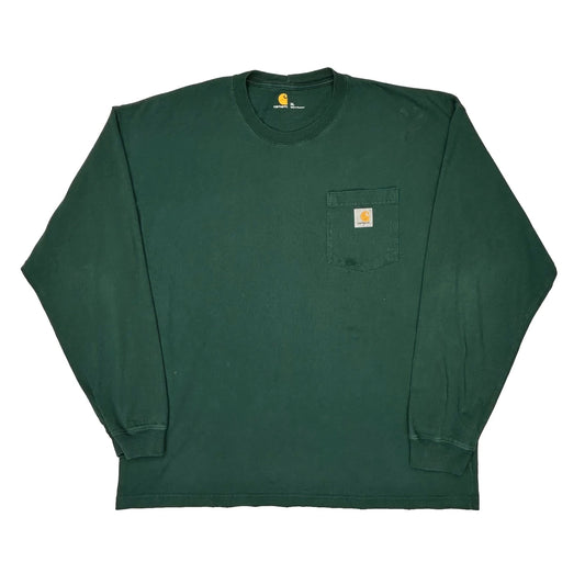 Carhartt Long Sleeve T-Shirt - XL Green Cotton