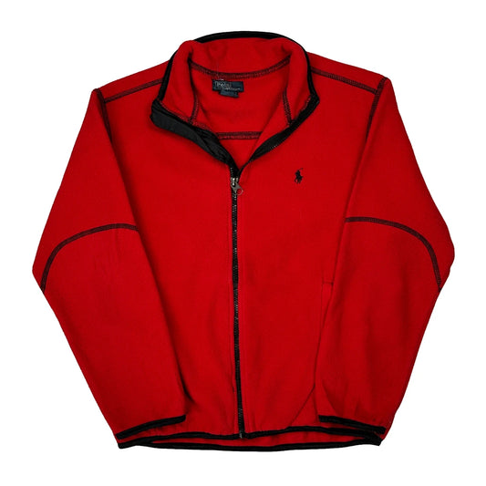 Vintage Age 10-12 Polo By Ralph Lauren Fleece Jacket - Medium Red Polyester