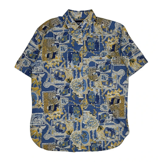 Cordova Hawaiian Shirt - Medium Blue Linen Blend