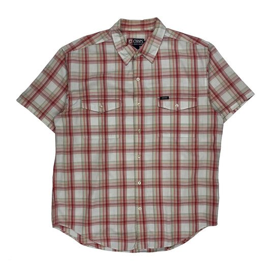 Chaps Ralph Lauren Checked Short Sleeve Shirt - Large Red Cotton