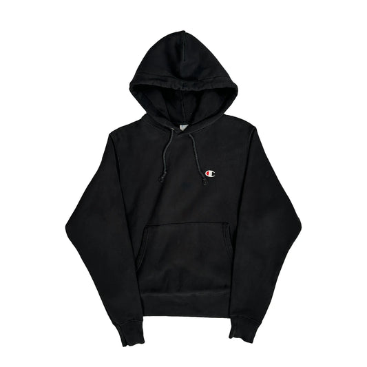 Vintage Reverse Weave Champion Hoodie - Small Black Cotton