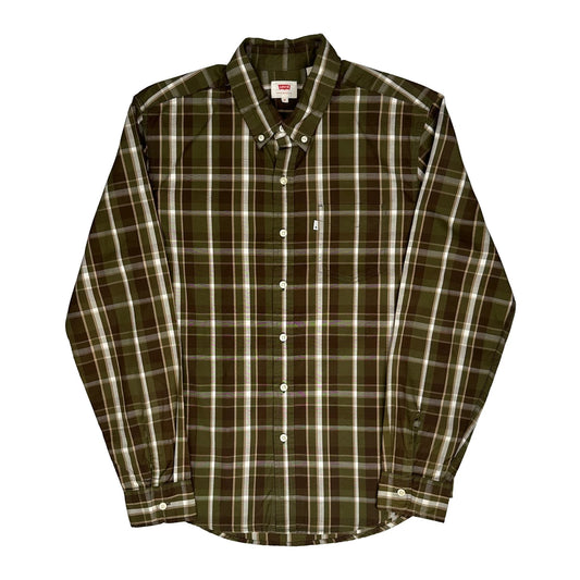 Levis Checked Flannel Shirt - Medium Green Cotton