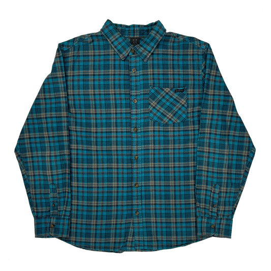 Oakley Checked Flannel Shirt - XL Blue Cotton
