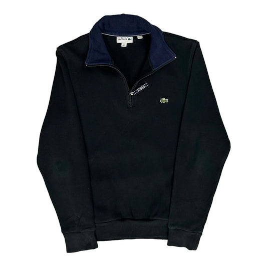 Vintage Lacoste Collared Jumper - Large Black Cotton