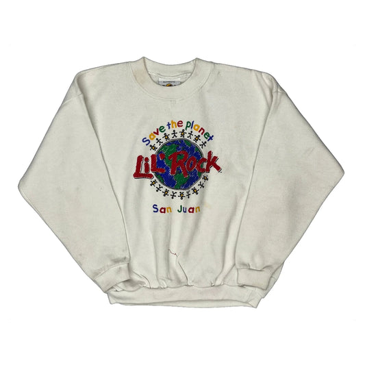 Kids Hard Rock Cafe Graphic Sweatshirt - Medium White Cotton Blend