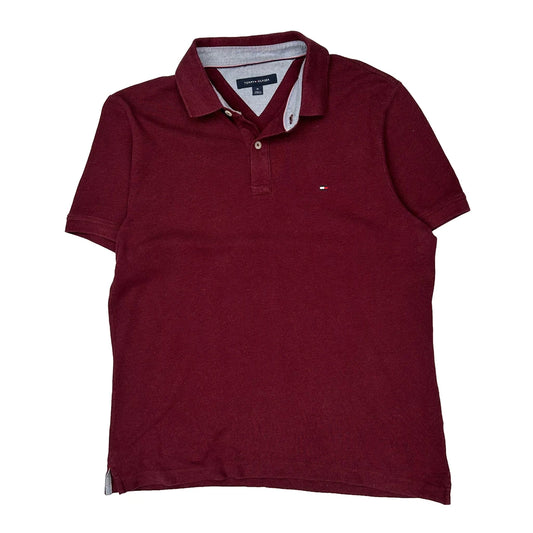 Tommy Hilfiger Polo Shirt - Medium Burgundy Cotton