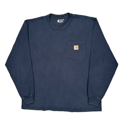 Vintage Carhartt Long Sleeve T-Shirt - Large Navy Cotton