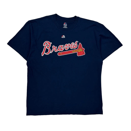 Vintage Braves Majestic Mlb T-Shirt - XL Navy Cotton